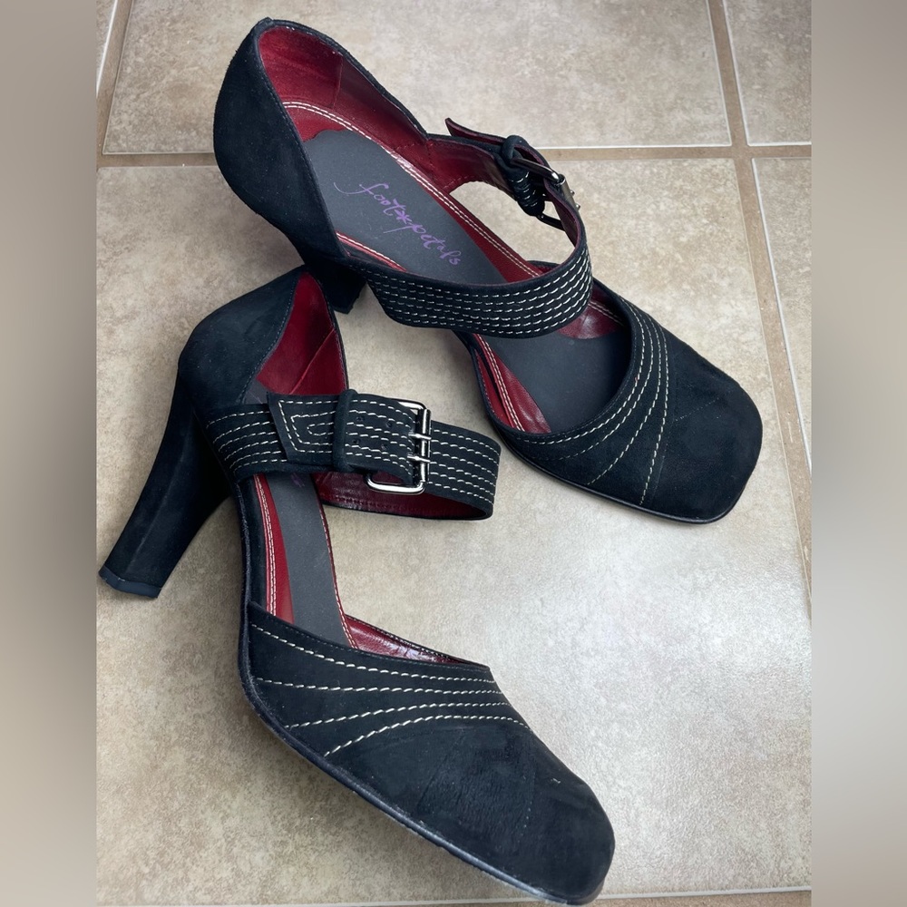 Michelle K Black Suede Heels | Size 8 1/2